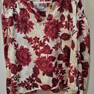 Cupio Women's Floral Top - Red and Cream